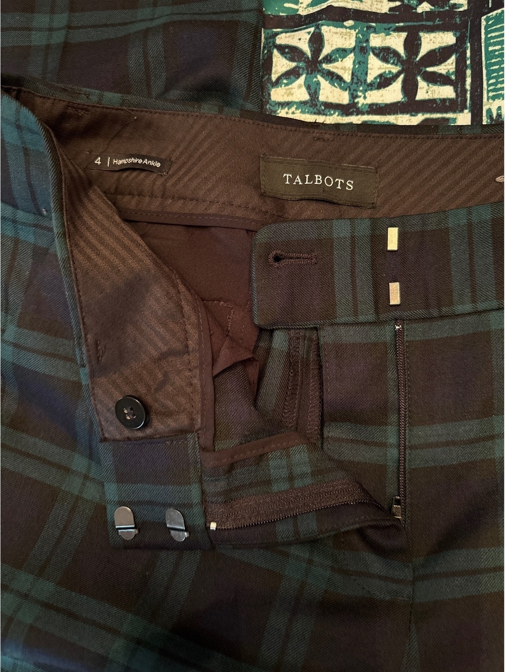 Talbots Hampshire Ankle Black Watch Tartan Wool Pants 4